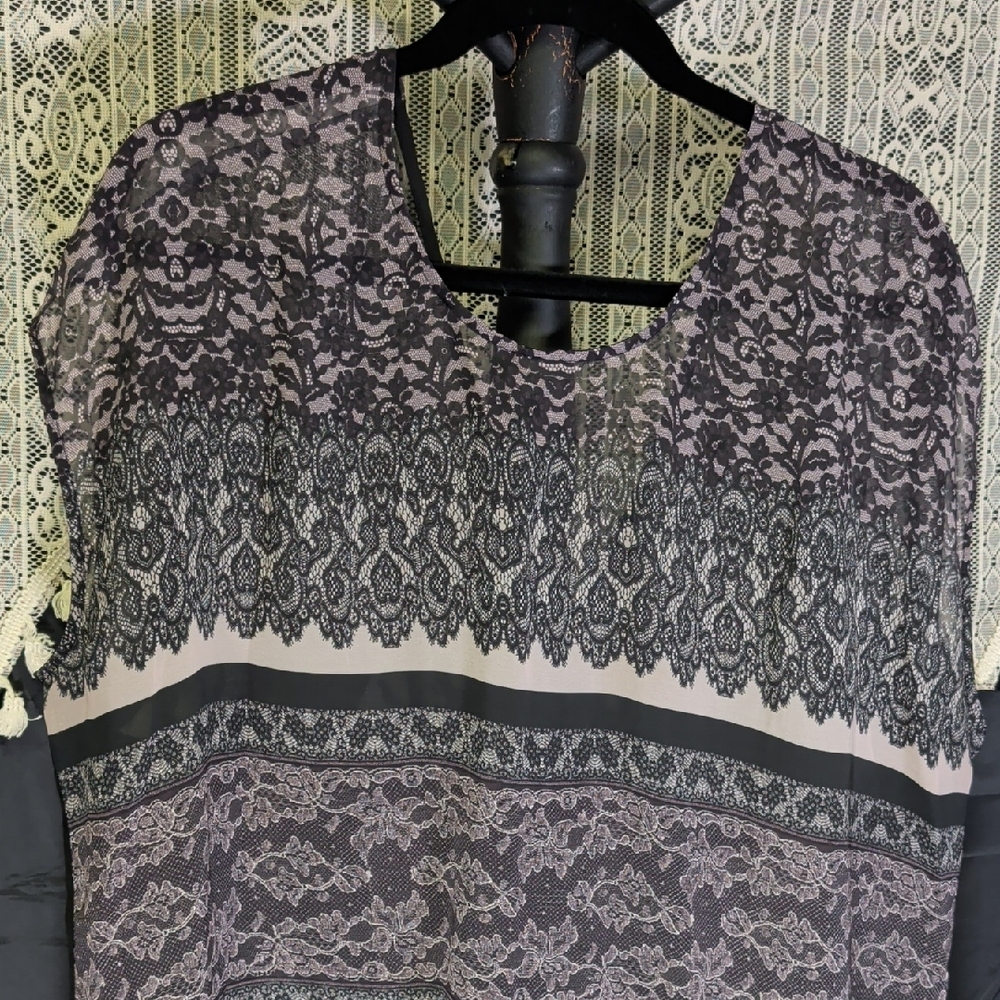 Maurices Black and Gray Lace Women's Blouse 2x